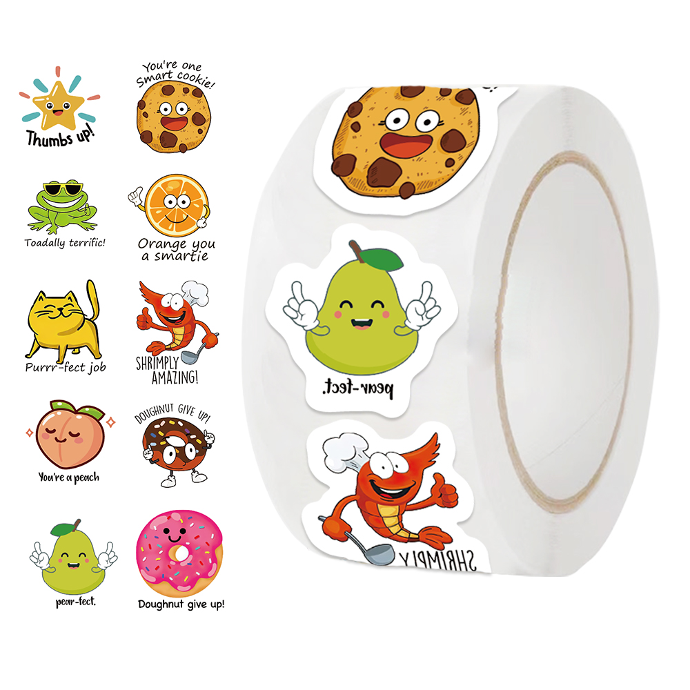 Kids Education Motivation - 500 PCS ม้วนน่ารักรูปลอกนักเรียนสติกเกอร์รางวัลสําหรับสมุดภาพการศึกษาเด็กของขวัญการเรียนรู้สร้างแรงบันดาลใจของเล่นเครื่องเขียนสติกเกอร์