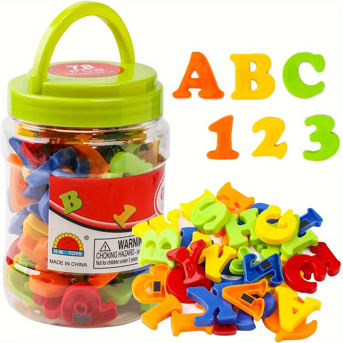 Kids Education Number - ตัวอักษรแม่เหล็ก 78 ชิ้น ตัวเลข ตัวอักษรภาษาอังกฤษ สีสันสดใส