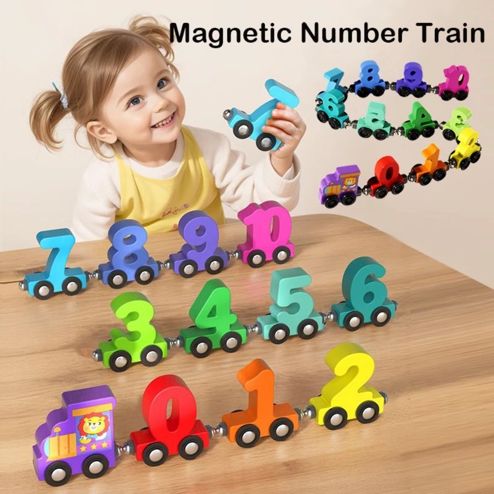 Kids Education Number - 1 ชุด ของเล่นรถไฟตัวเลข 0-10 ของเล่นเสริมพัฒนาการสำหรับเด็กเล็ก แม่เหล็กหลากสี