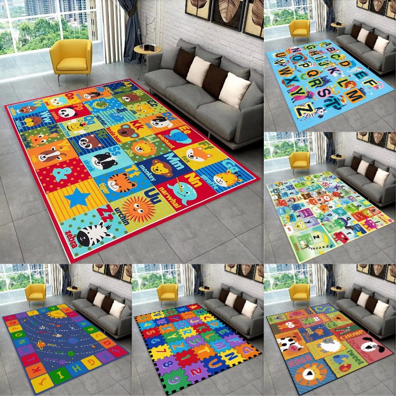 Abc Kids Early Education - พรมปูพื้นลายการ์ตูน ABC สำหรับเด็กคลานเล่นในห้องเด็กเล่น พรมสำหรับห้องนั่งเล่น ห้องนอน โซฟา