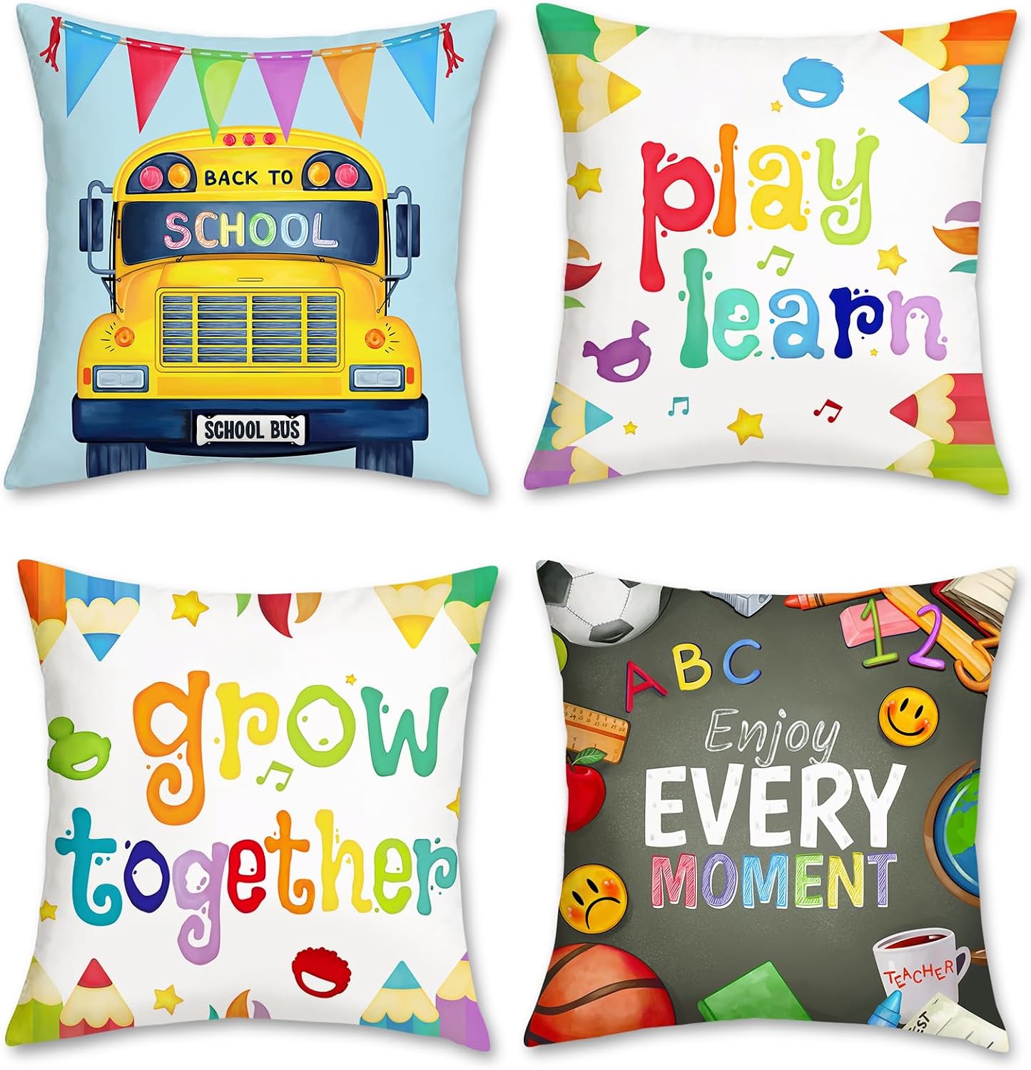 ชุดปลอกหมอนอิง 4 ชิ้น สำหรับเด - Kids Education Motivation บทวิจารณ์และราคา